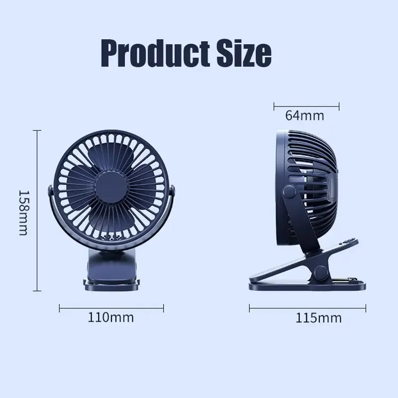 GAIATOP Portable Clip Fan 3 Speed Quiet Rechargeable Mini Desk Fan 360° Rotate Personal Cooling Fan Suitable for Strollers