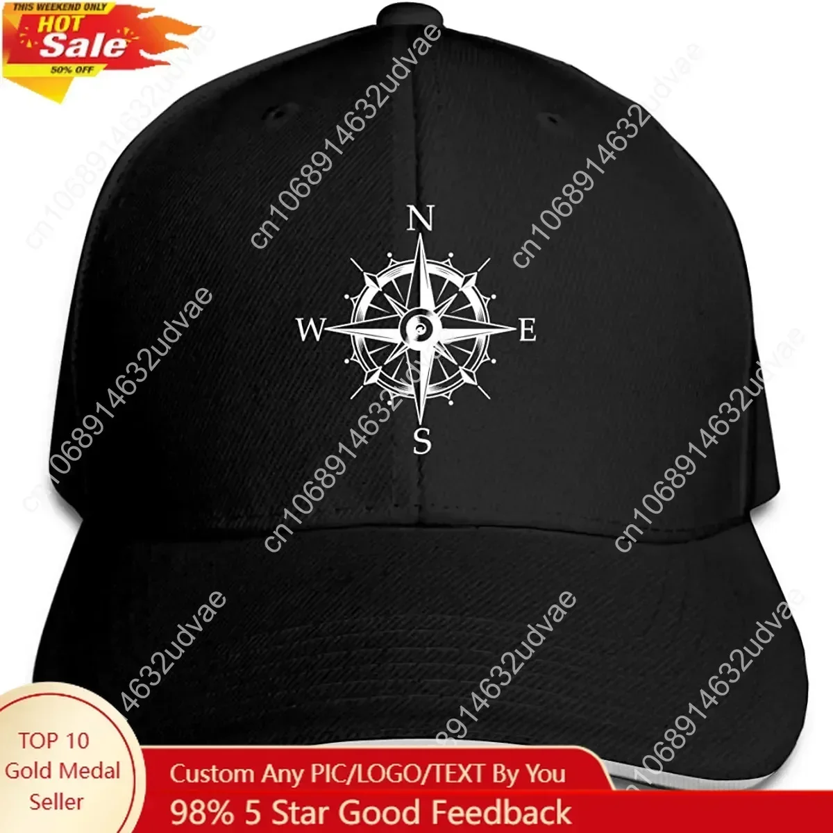 Unisex Nautical Sailing Compass Baseball Cap Adjustable Hat for Men and Women