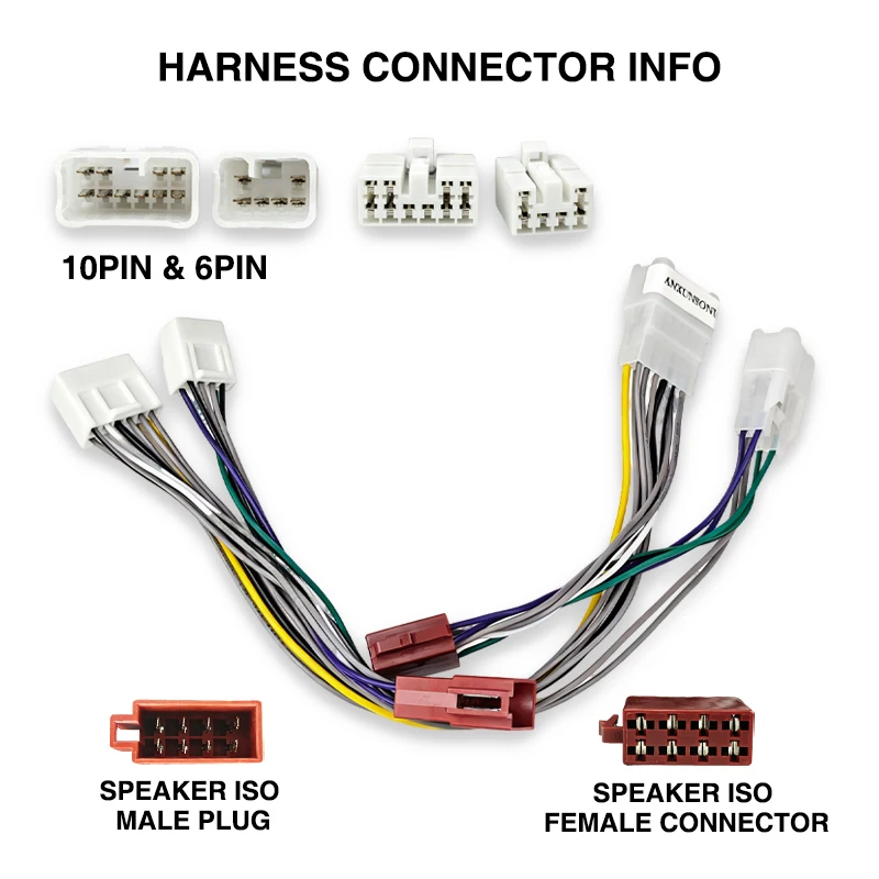 10Pin 6Pin T-Harness ISO Adapter Cable, SOT Lead for Toyota Corolla RAV4 Yaris Camry Highlander Hilux DSP Amplifier Plug & Play