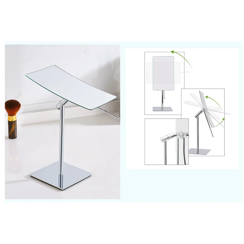 3X Magnified Makeup Mirror Rectangle Desktop Mirror 360 Degree Rotating Bathroom Bedroom Dressing Table Adjustable Shaving