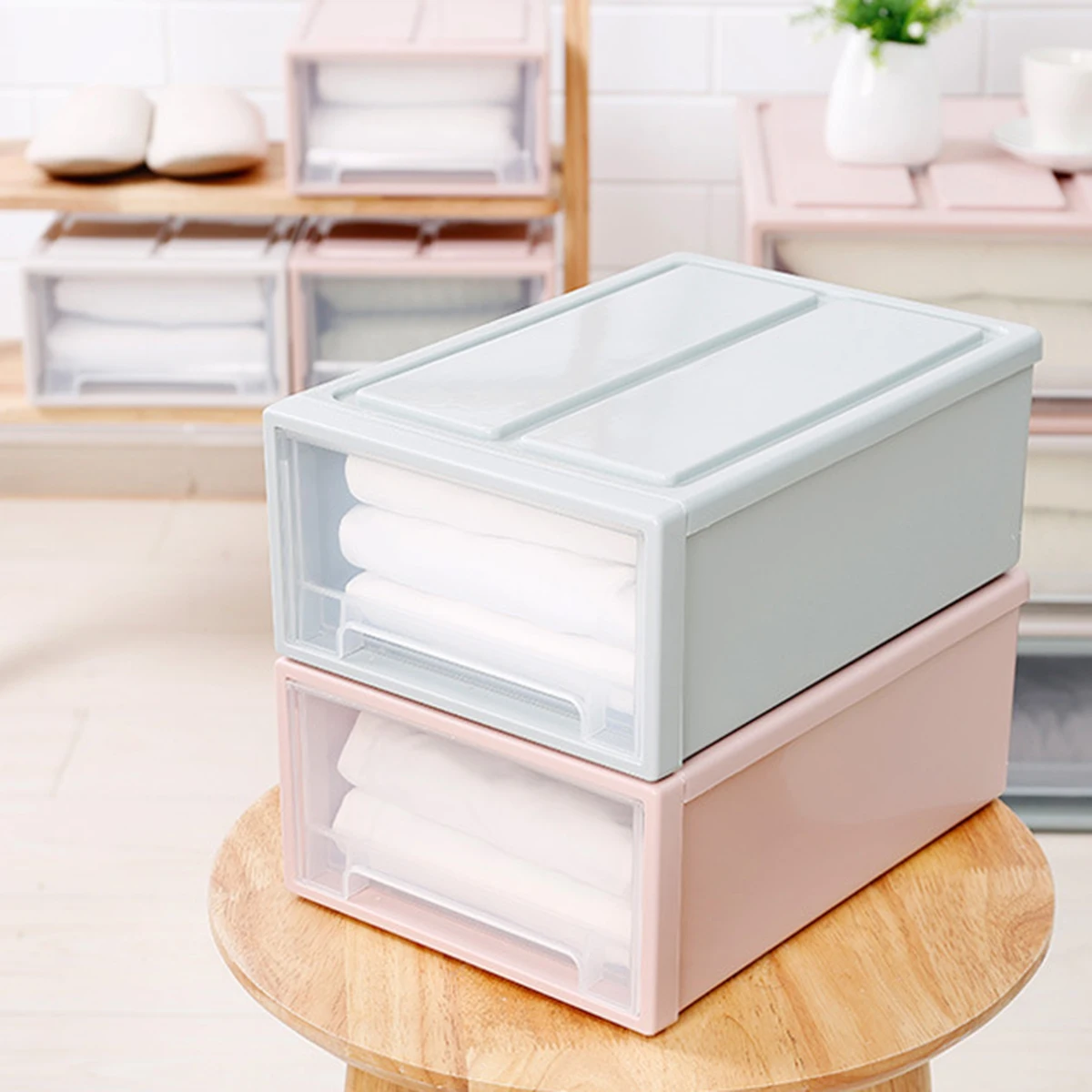 Drawer Storage Box Wardrobe Clothing Storage Box Plastic Transparent Storage Box Quilt Storage Box Organizer Case