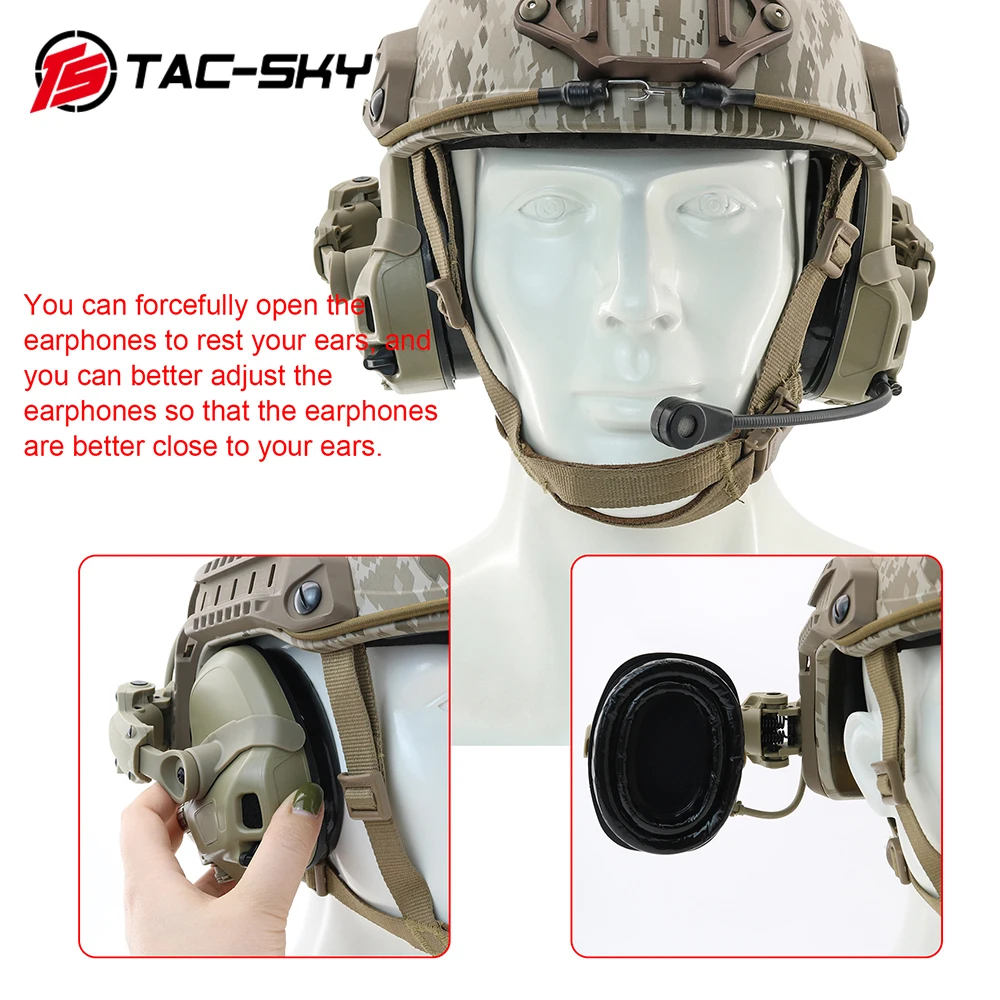 Imagem -03 - Tac-sky 2023 Novo Digital Dual Dps Amp Headconjunto Tático Comunicação Redução de Ruído Captador Airsoft Militar Headset ts