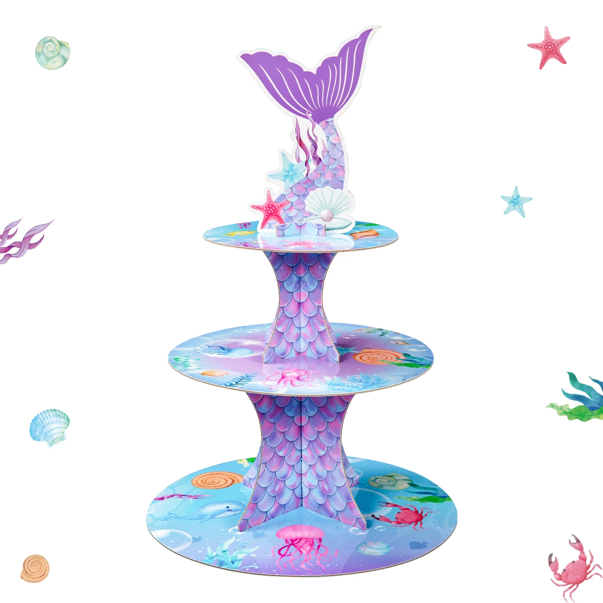 

Mermaid Cake Stand Cupcake Holder Mermaid Birthday Party Decor Kids Girl Little Mermaid Baby Shower Under The Sea Party Supplies