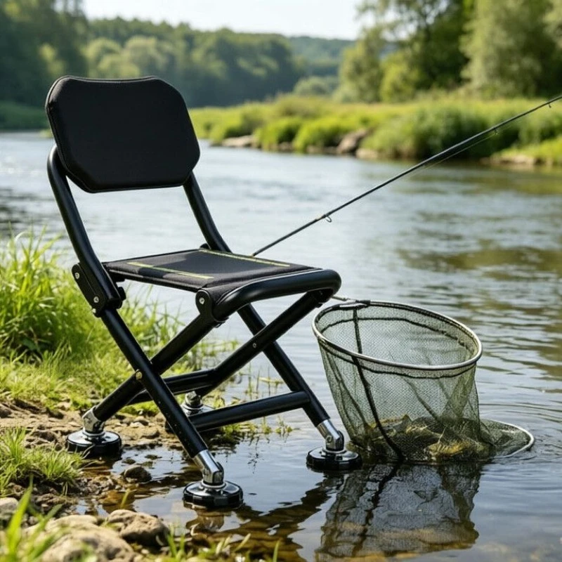 All‑Terrain Ultra‑Light Foldable Adjustable Fishing Chair Portable Outdoor Angling Bench for Wild Field Bank Fishing Camping