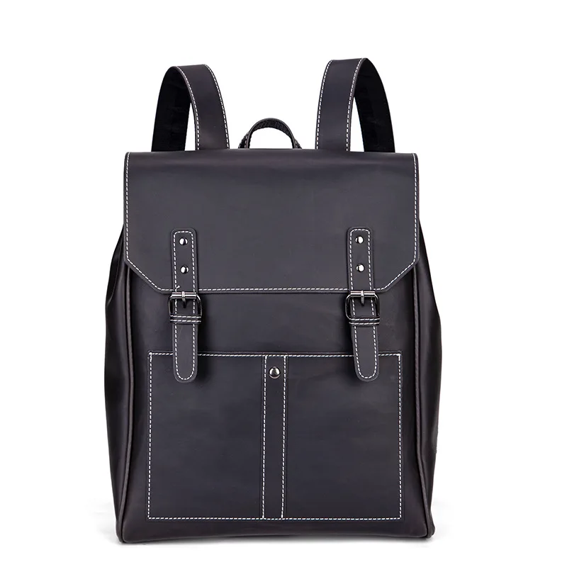 Vintage Flip Cover Rucksack Double Buckle Design Front Pocket Adjustable Shoulder Straps Portable Daily Commute Travel Backpack