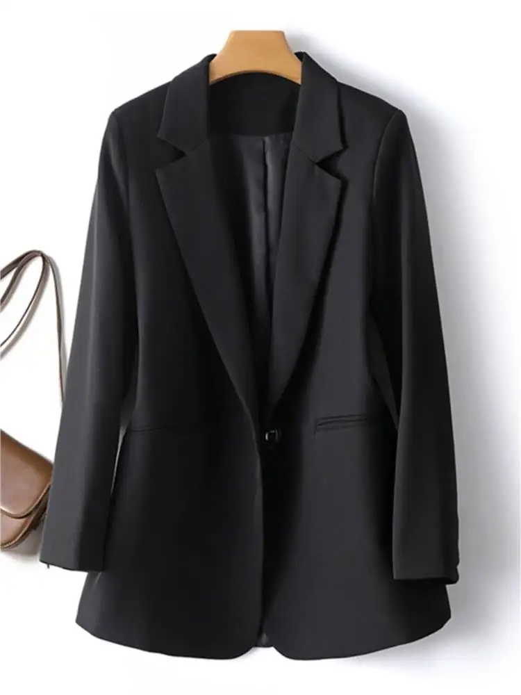 

Casual Bla Suit Jaet Women's Slim Fit Versatile Loose Sle Office Wear ort Length One Button Closure Cleanfit Design