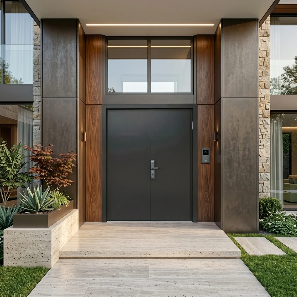 Customized 90 Minutes Fireproof Fire Rated Anti-theft Front Entrance Steel Security Door For House Villa School Hospital