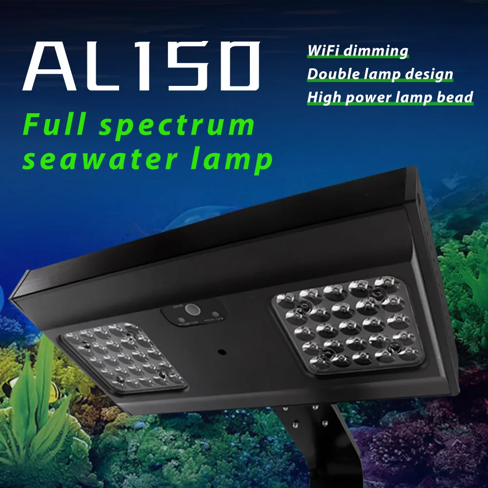 JEBAO WiFi Fish Tank Light AL150 LED Reef Coral Lamp Smart Full Spectrum Aquatic Light Freshwater and Marine Aquarium Lights