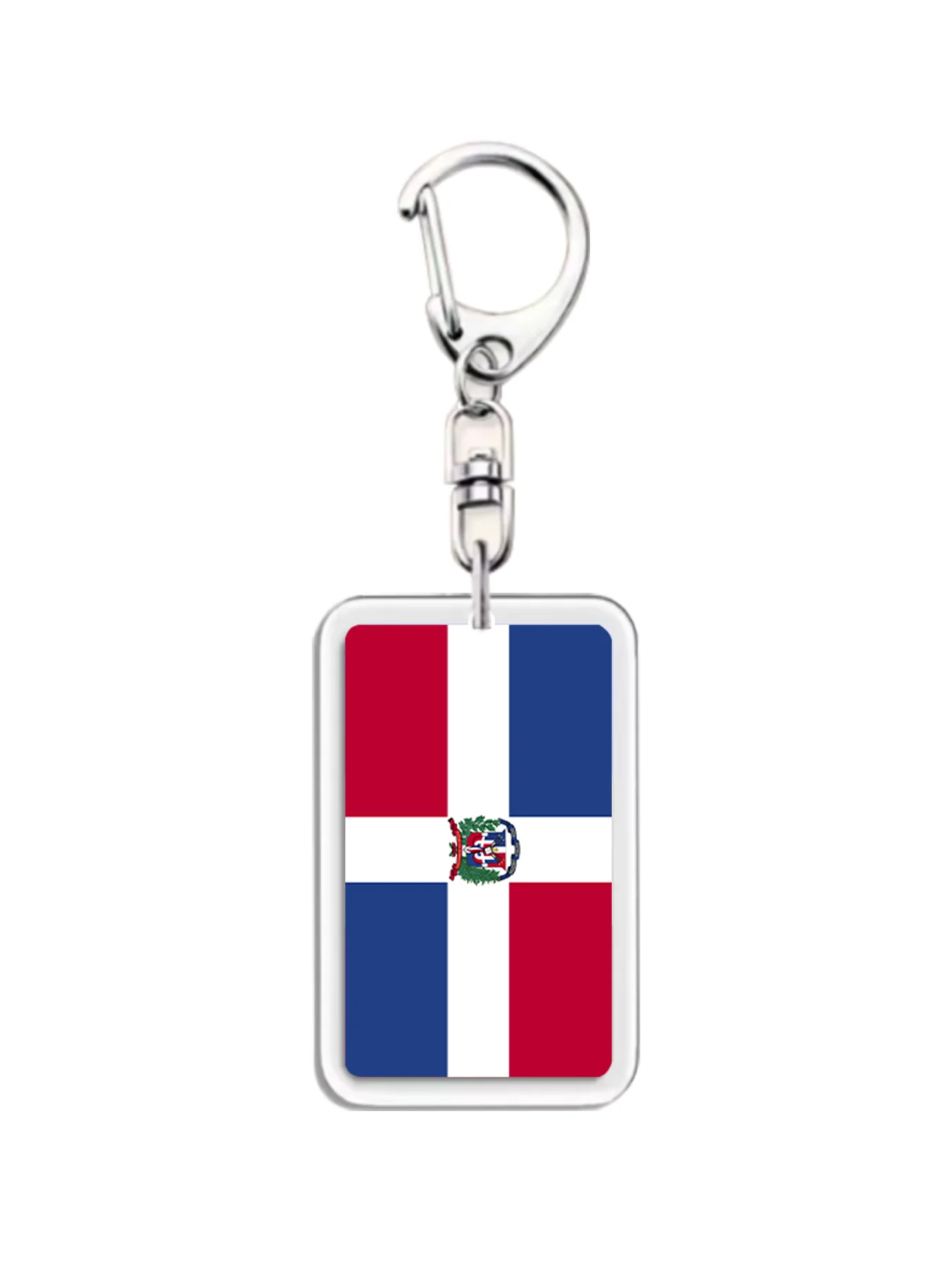 1PC Dominican Republic Flag Keychain UV Printed Acrylic Pendant Travel Souvenir Gift