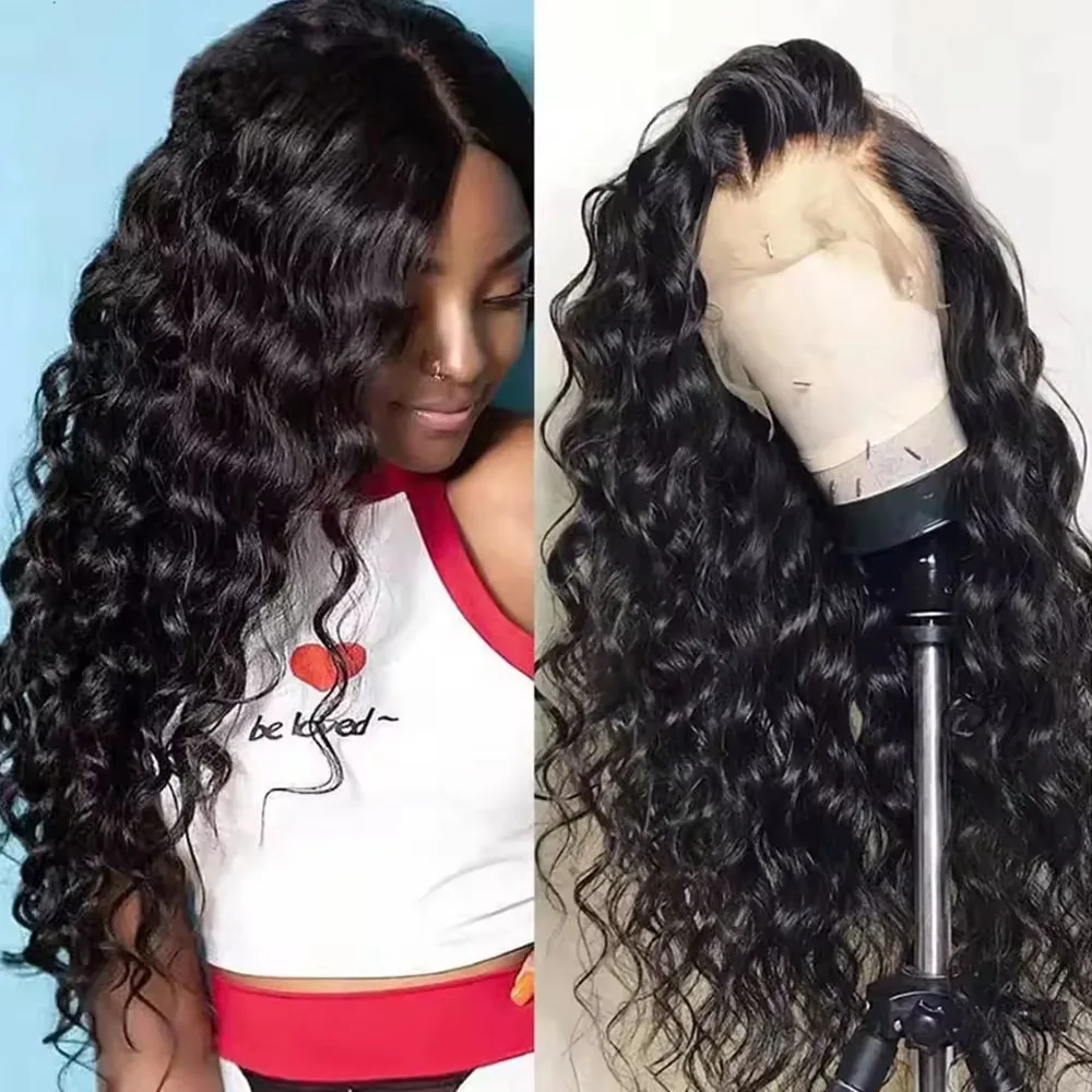 

30 Inch 13x4 13x6 Deep Wave Lace Frontal Wig Natural Color Wigs Human Pre Plucked with Baby Hair for Black Women 250% Density