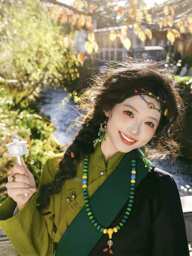 

New Ethnic Tibetan Costume Fre Sle Photoaphy Clothing Travel Photoaphy Traditional National Faion Women's Tang Suit