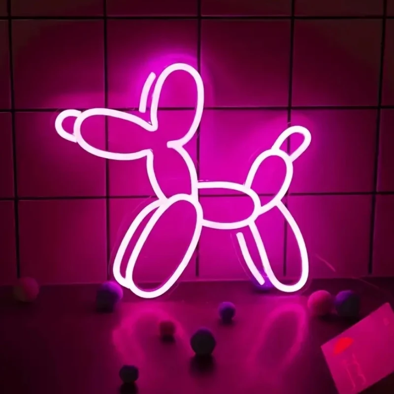 Pink Puppy Neon Light, For Bedroom, Acrylic Neon Sign Lights, For Wall, Home Decoration