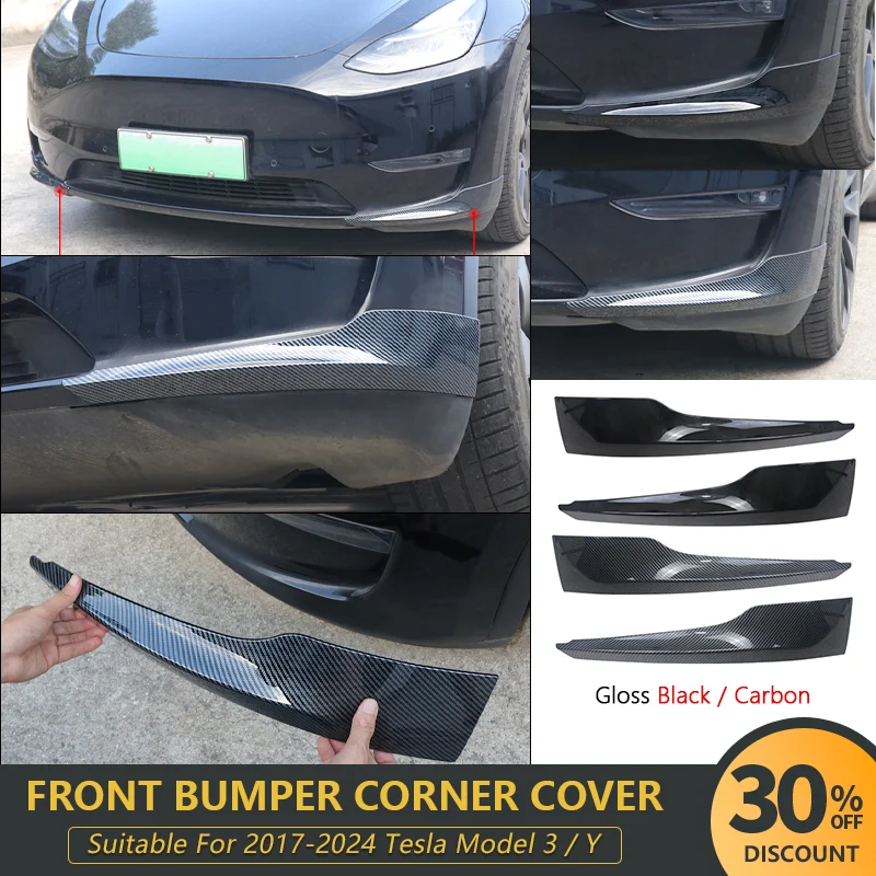 

For Tesla Model Y 2018-2024 Front Bumper Corner Protector Guard Bumper Lip Auto Car Accessories Anti Collision Strips Corner