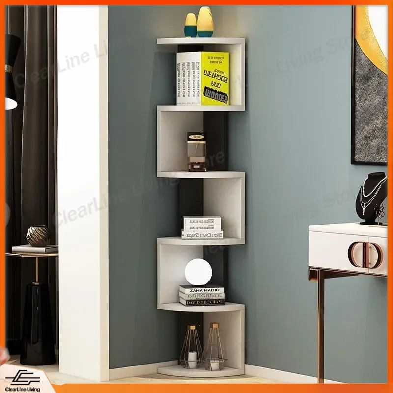 Simple Floor to Ceiling Bookshelf Creative Triangular Storage Rack Corner Multi Layer Shelf Living Room Bookcase