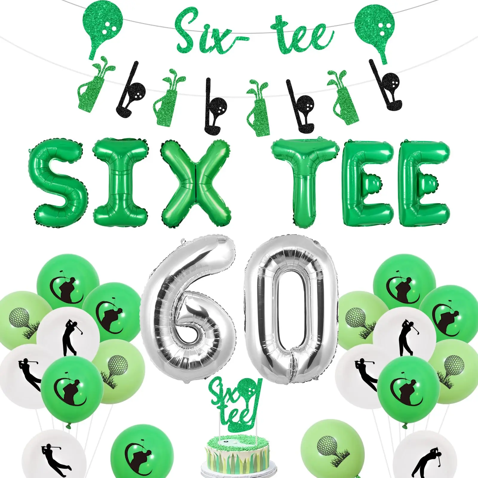 

Sursurprise Golf 60th Birthday Party Decorations, for Women Men Balloon Glitter Banner Garland