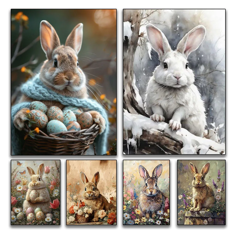 

5D DIY Diamond Painting Easter 2026 Mosaic Cross-Stitch Kit Crystal Art Square Round Rhinestone Rabbit Embroidery Home Decor