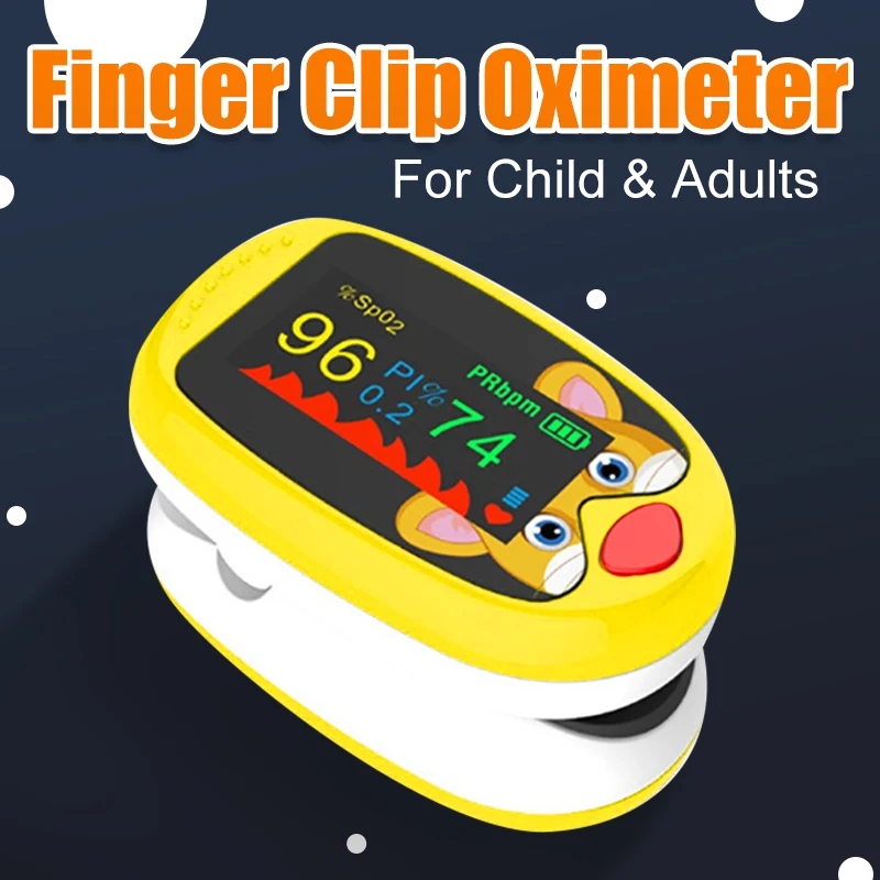 Rechargeable Child Finger Pulse Oximeter TFT Display Strap Lanyard Blood Oxygen Saturation Meter Children Kids Oximetro SPO2