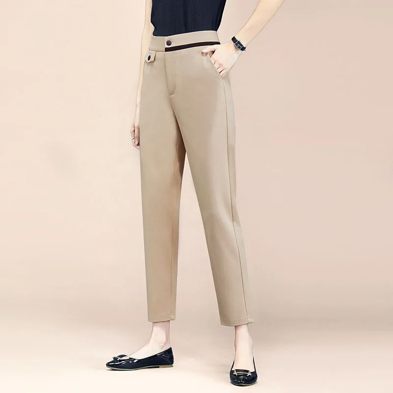 

High quality apricot color All Season New Women's Conical Casual Pants Commuter Basic Wide Waist Head Women's Ankle Pants M-4XL