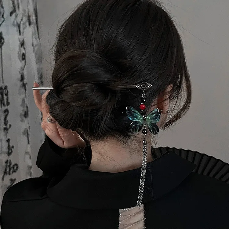 

Ancient Chinese Style Elegant Butterfly Tassel Hair Stick for Women Girls Classical Hairpin Chinese Hair Accessories Jewelry