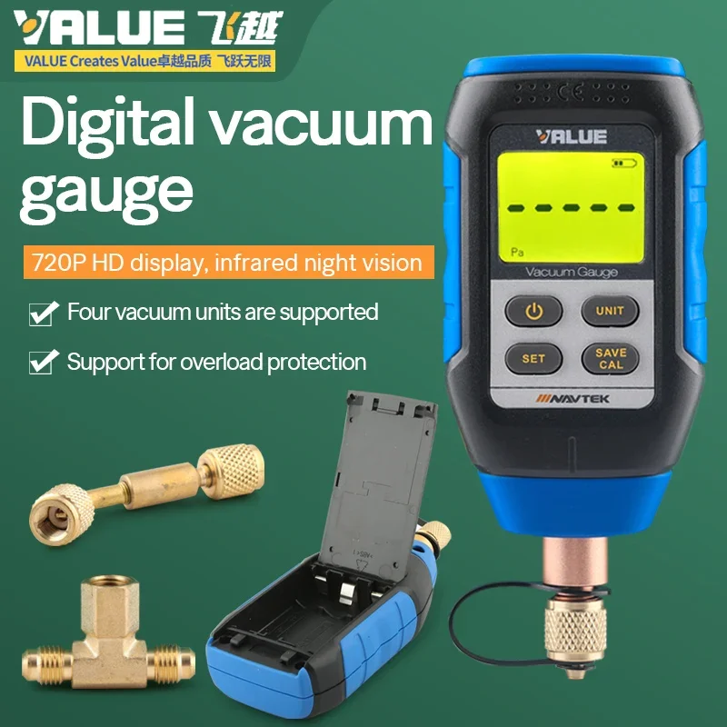 VMV-1 Digital Vacuum Gauge Portable High Precision Digital Display Combined Pressure and Vacuum Electronic Vacuum Absolute Gauge