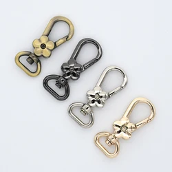 1piece Flower Snap Hook Swivel Eye Spring Trigger Clip Clasp for Leather Craft Bag Belt Strap Webbing Parts Accessories Keychain