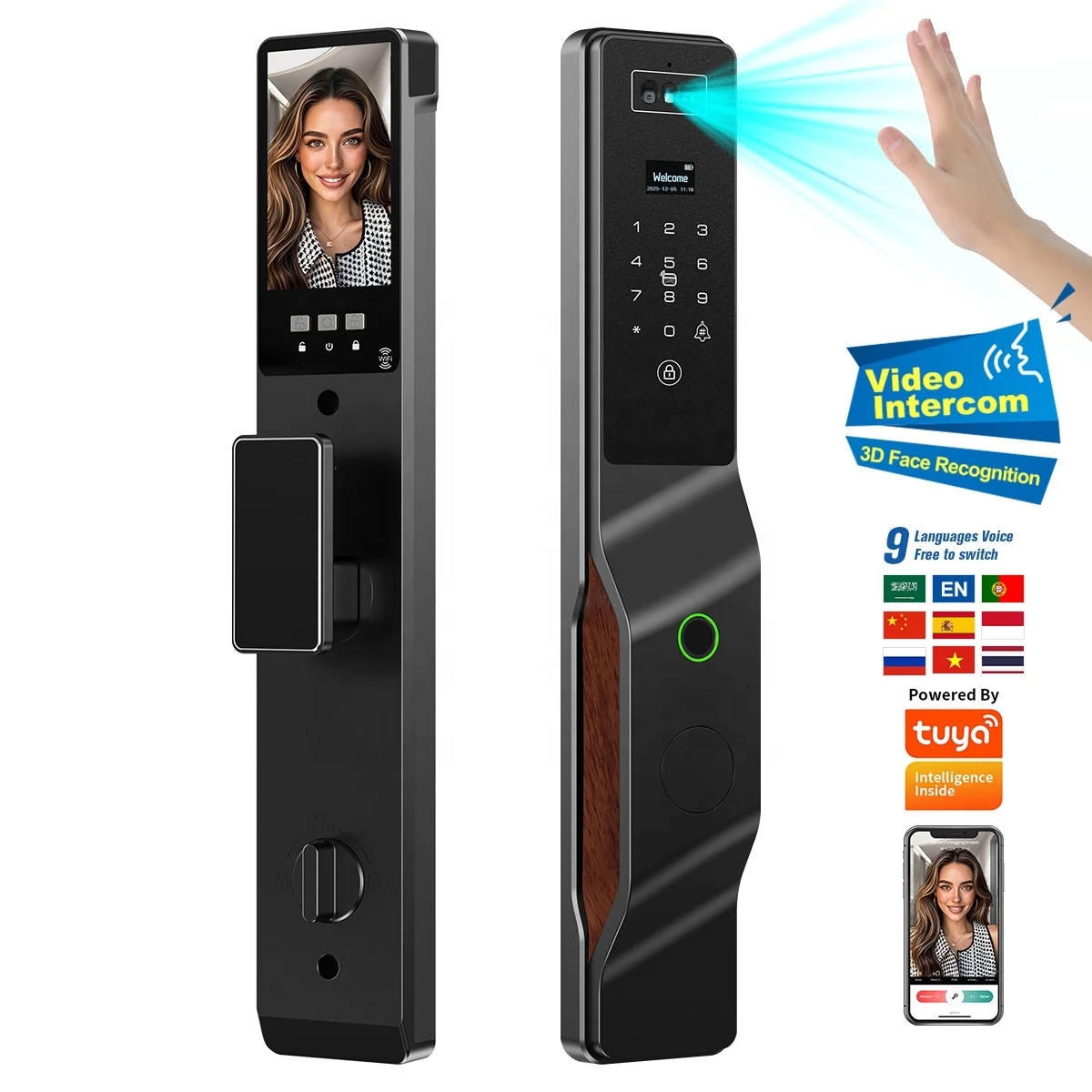 

Palmprint door lock Video surveillance Intercom Smart lock Facial recognition Fingerprint Smart door lock with and finger