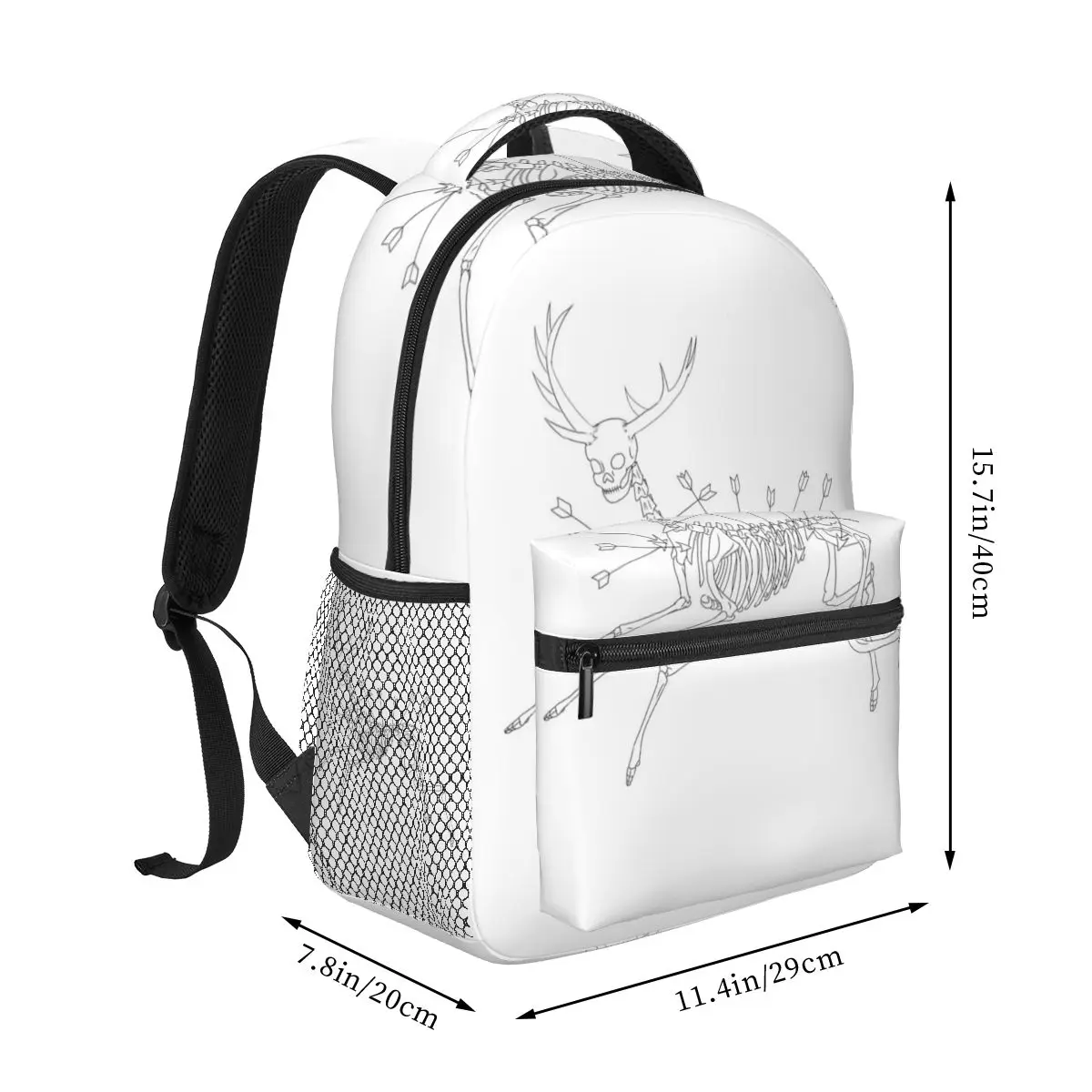 Frida Khalo Deer Painting Recreation Black Line Version Backpack Hot Sale Daypack Capacity BookBag School Bag Shoulder Bags view 2