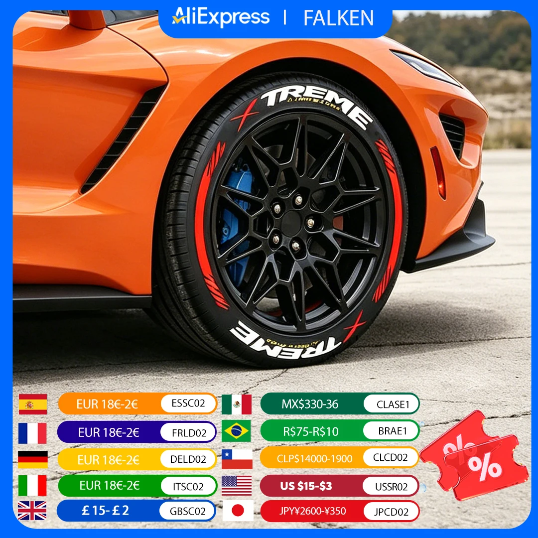 X-TREME 3D Tire Car Stickers Letterings PVC Durable Wheel Decor Decals 8 PCS for 4 Tire Fashion Car Accessories