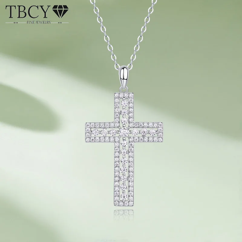 TBCYD 1cttw D Color Classic Moissanite Cross Pendant Necklace For Women S925 Silver Diamond Neck Chain Fine Jewelry 2024 New