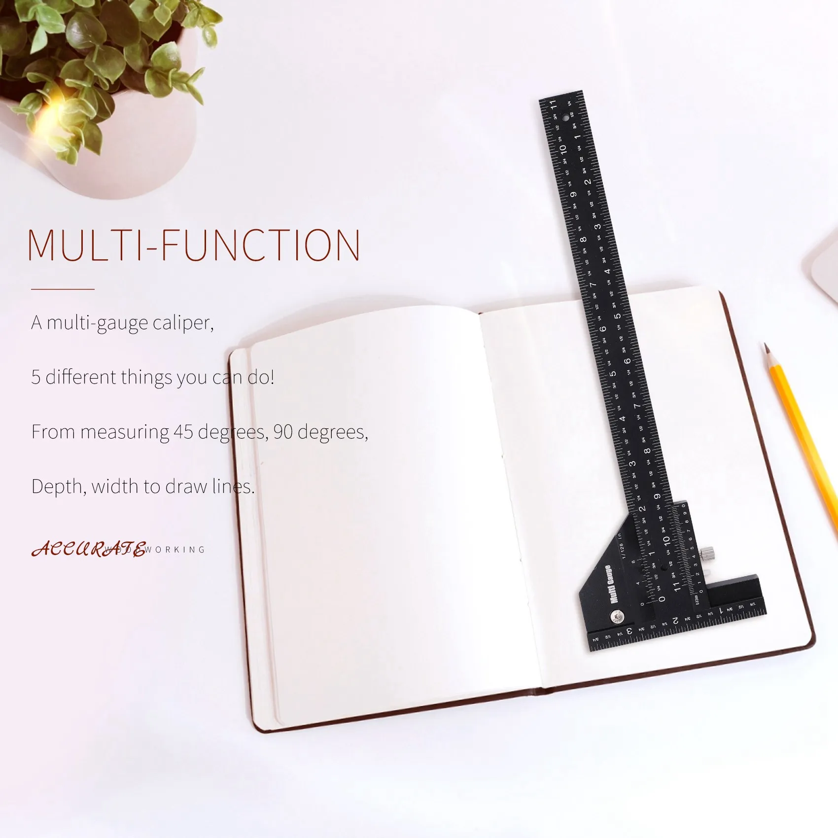 Multi Gauge Woodworking Multifunctional Ruler,Angle Ruler Woodworking Tools