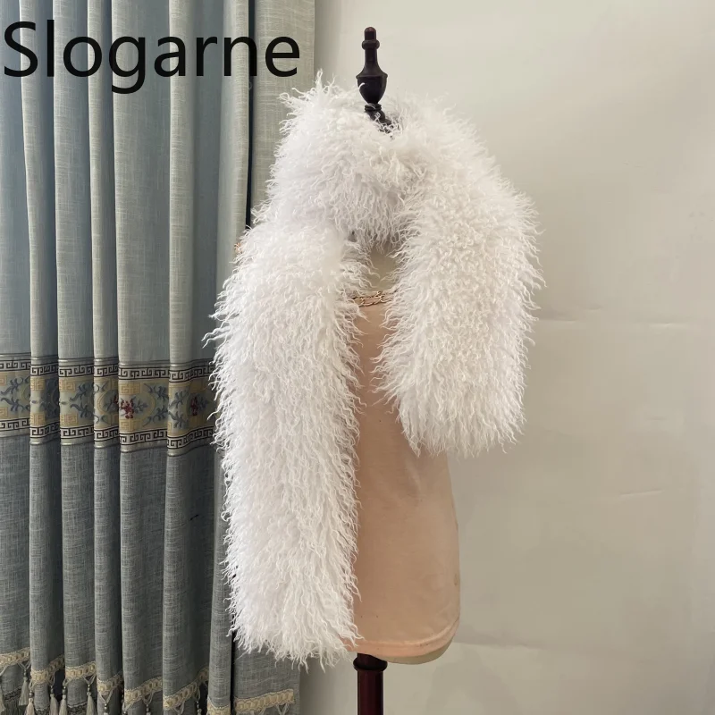Neck Wrap Warmer Fluffy Fur Scarf Thick Fashion Plush Long Strip Scarf Women's Faux Mongolian Fur Y2K Girls Furry Warm Scarves