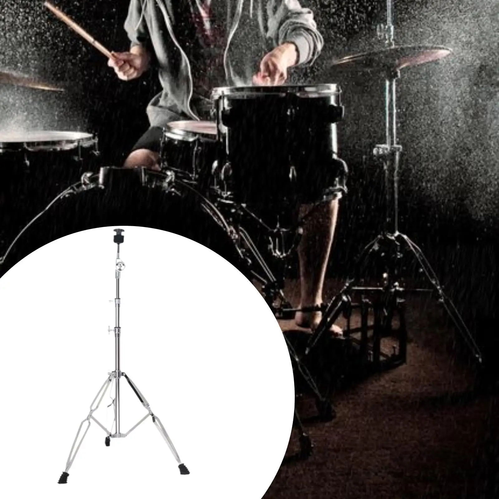 Cymbal Stand Drum Rack Heavy Duty Percussion Adjustable Height Double Braced Tripod for Practice Stage Performance Music Room