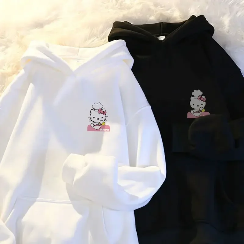 

Повседневный пуловер Hello Kitty Sanrio, толстовки с длинным рукавом, свитшот для молодых женщин на весну, осень, зиму, толстовка для девочек, топы, для улицы