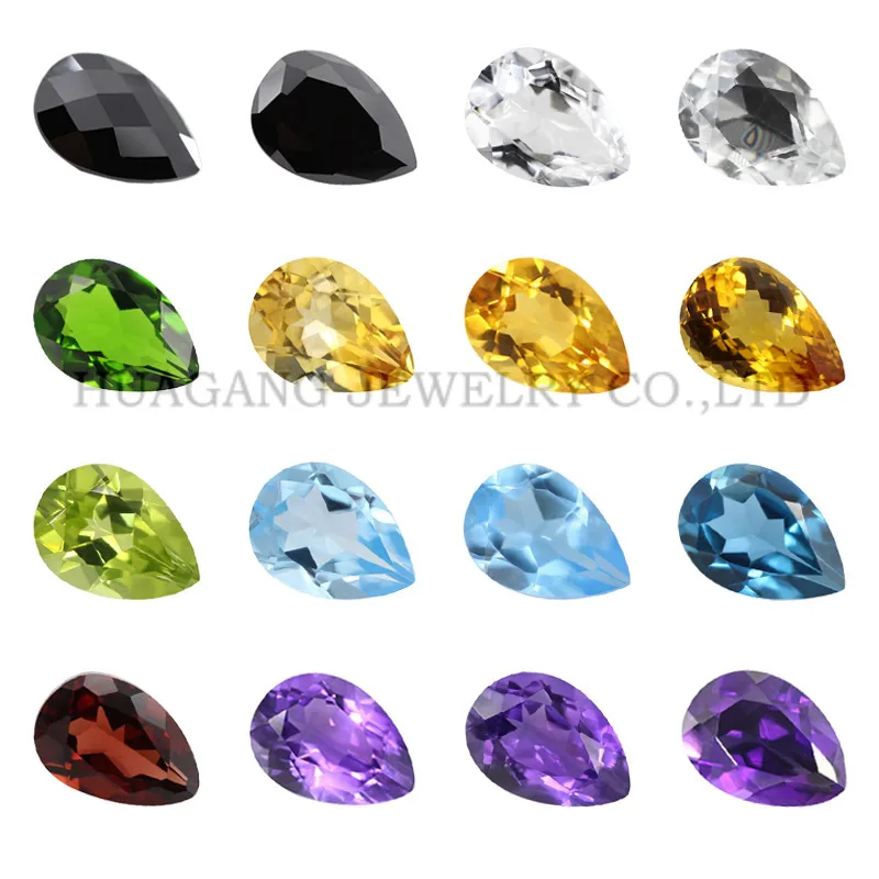 

Natural Gem Gemstones Amethyst Stone Blue Topaz Natural Loose Gemstone Pear Shape Size 3x4~10x14mm For DIY Jewelry Making