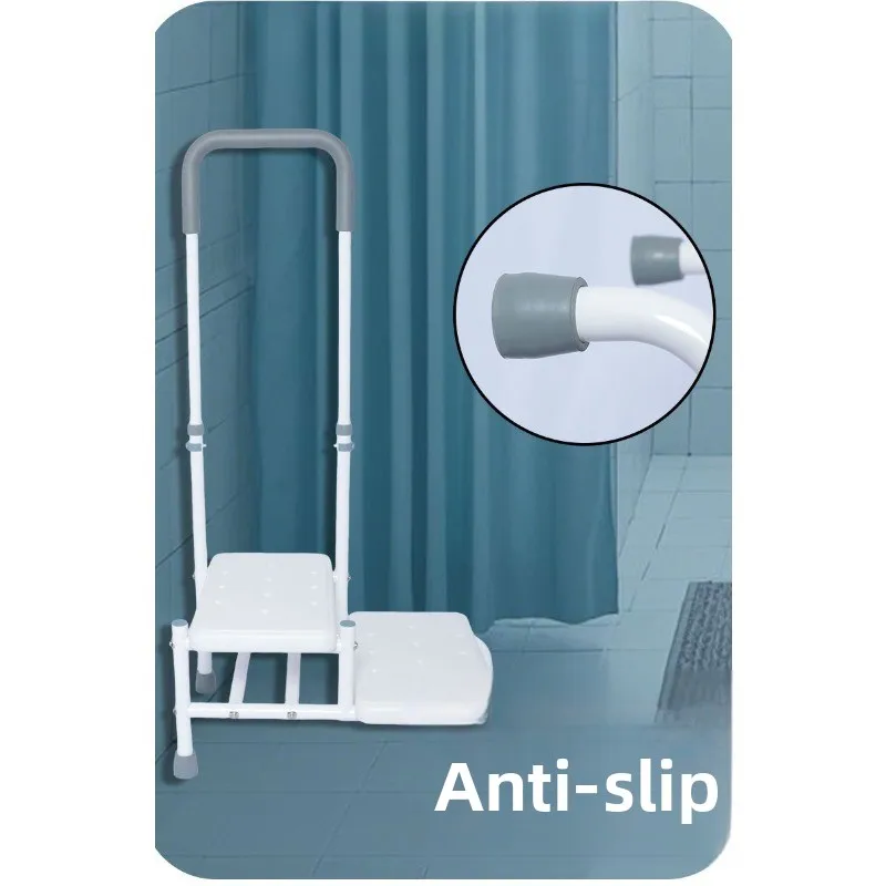 Foldable Step Stool Bedside Stair Assistance Non-Slip Adjustable Bath Tub Step Bench Lightweight Mobility Aid for Elderly
