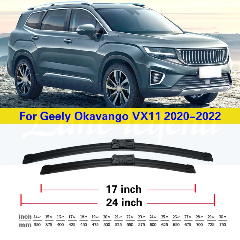 For Geely Okavango VX11 2020 2021 2022 Front Rear Wiper Blades Window Windshield Windscreen Brushes Cutter Accessories 24\