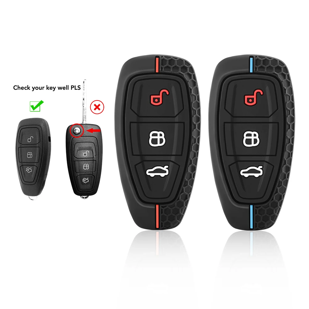 Silicone Car Key Case For Ford Puma Grand C Max Focus Mondeo Kuga Fiesta Ecosport Transit Kuga Silicone Remote Key Case