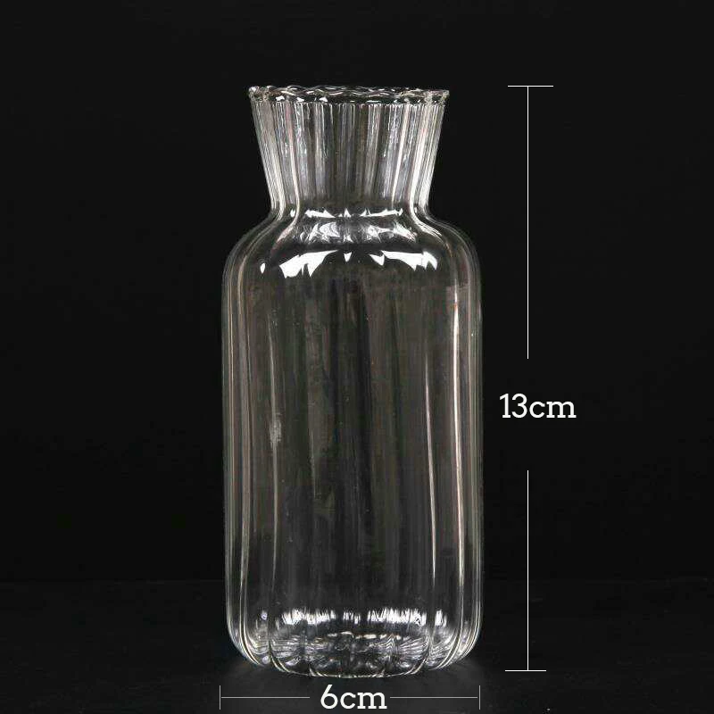 Glass Vase Transparent Hydroponic Striped Vase Small Fresh Dried Flowers Fresh Flowers Table Decoration Flower Arrangement Vase