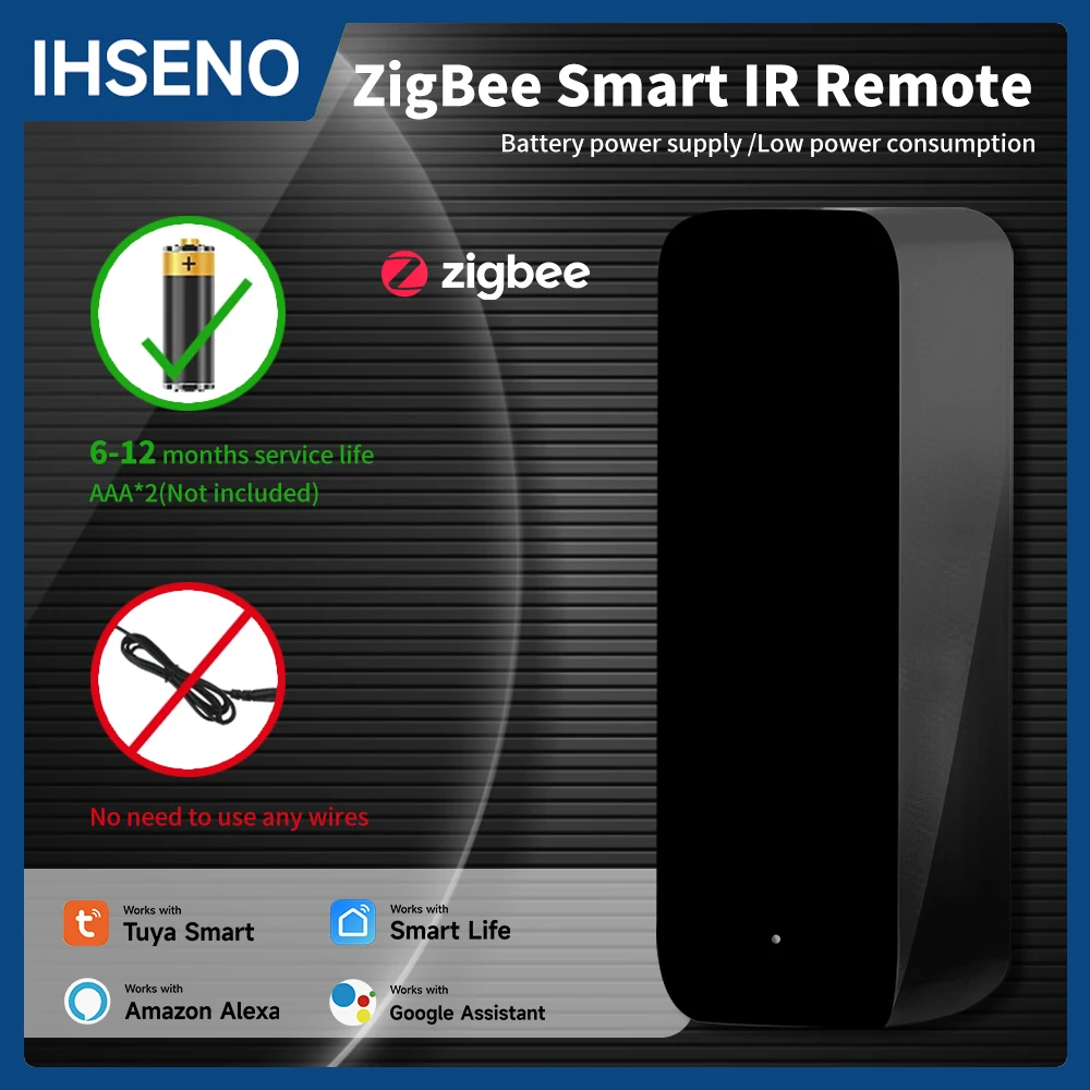 Tuya ZigBee Smart IR Remote Control, Universal Infrared Controller for TV/AC, Battery Powered, Works with ZigBee Hub, Smart Life