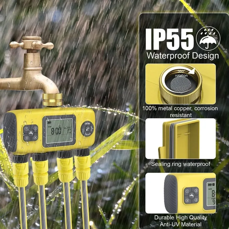 4‑Zone Automatic Garden Irrigation Timer Outdoor Lawn Forest Vegetable Field Watering Controller