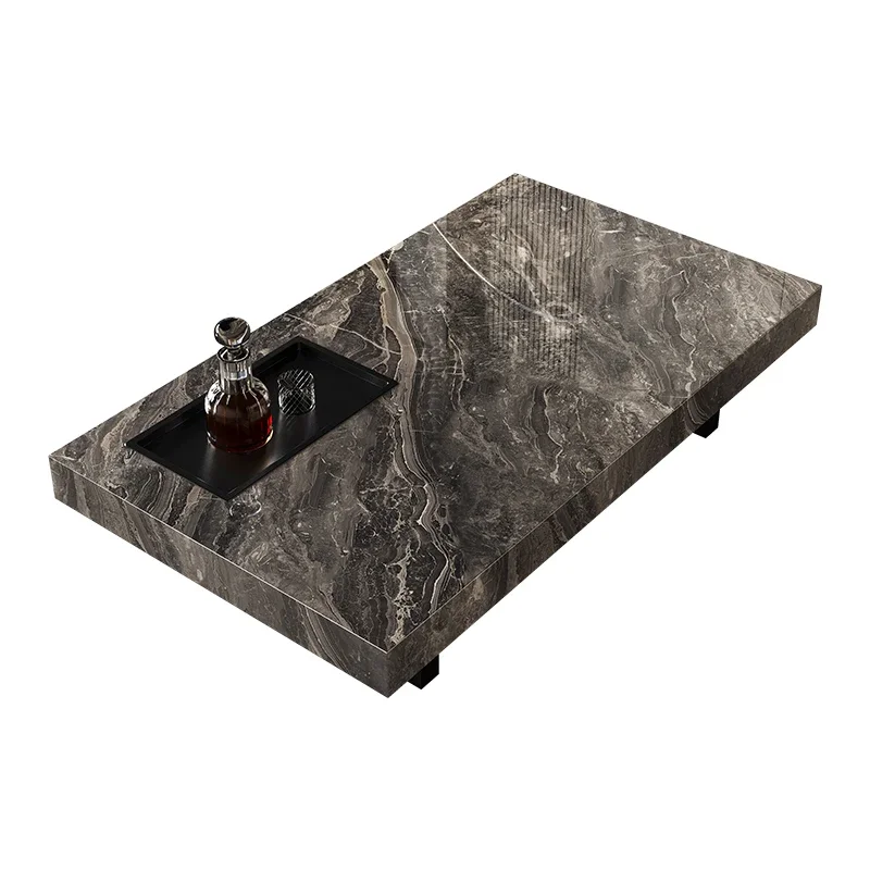 Italian minimalist rock slab coffee table light luxury high-end living room household rectangular marble 2024 new coffee table