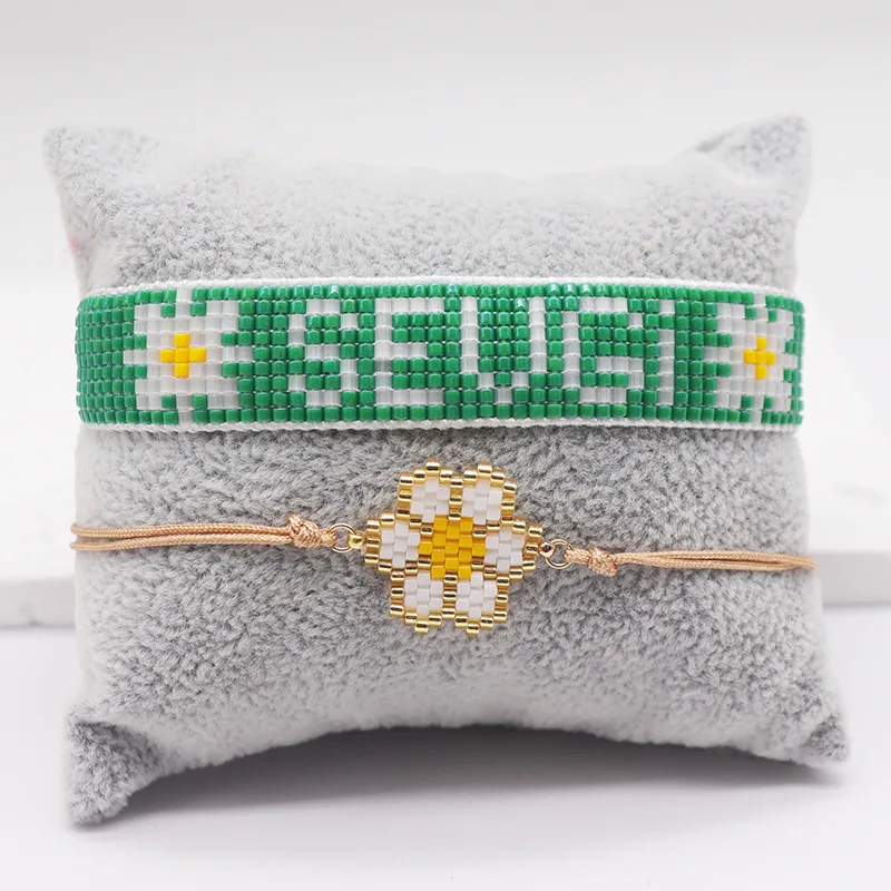 New spring series miyuki bracelet set female small fresh flower DIY letter glass rice bead bracelet female