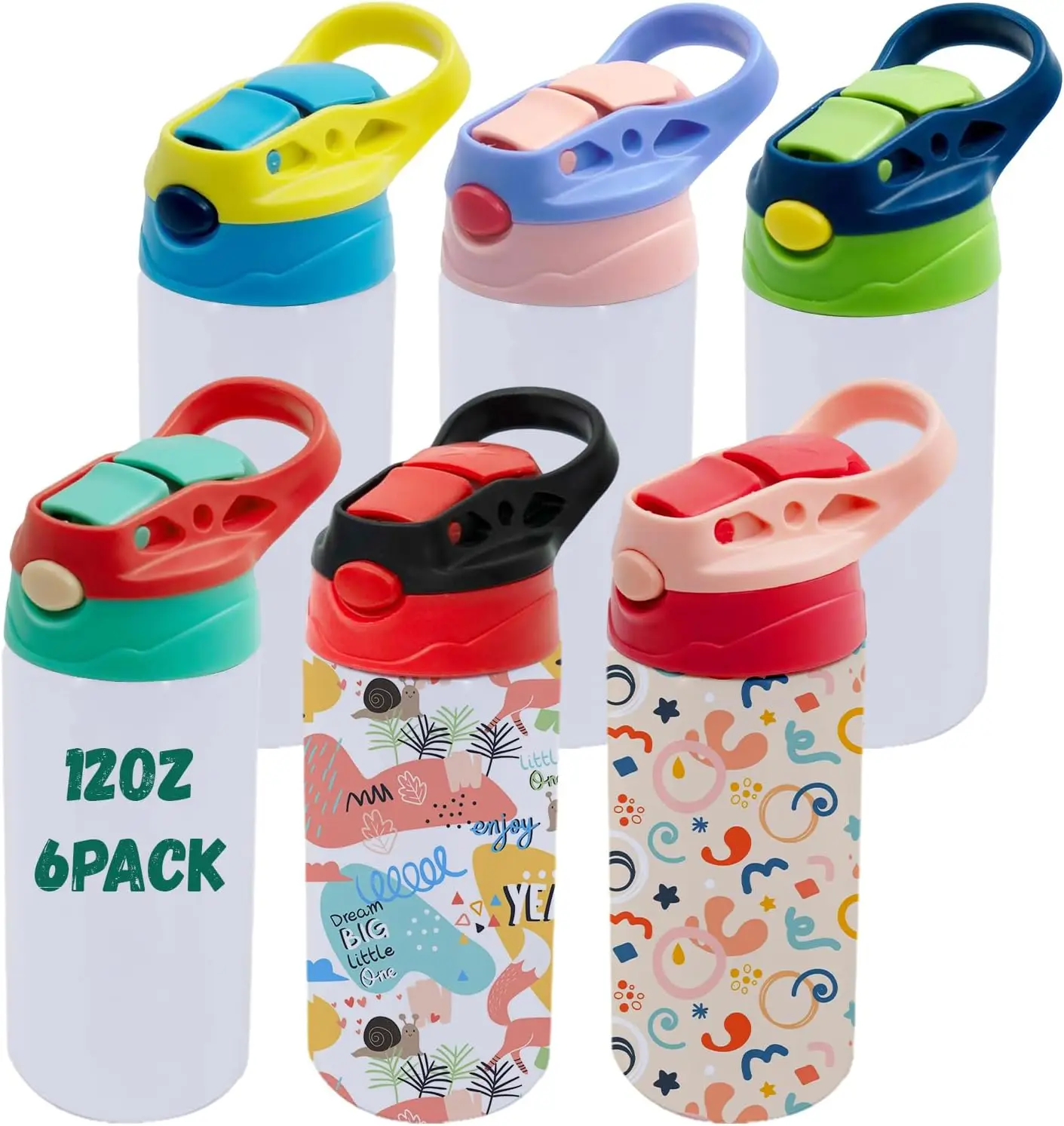 

Сублимационный стакан на 12 унций, 6 упаковок сублимационной соломы, заготовка для чашки-непроливайки с выдвижной соломинкой в один клик и ручкой, устойчивая к разливу нержавеющая сталь