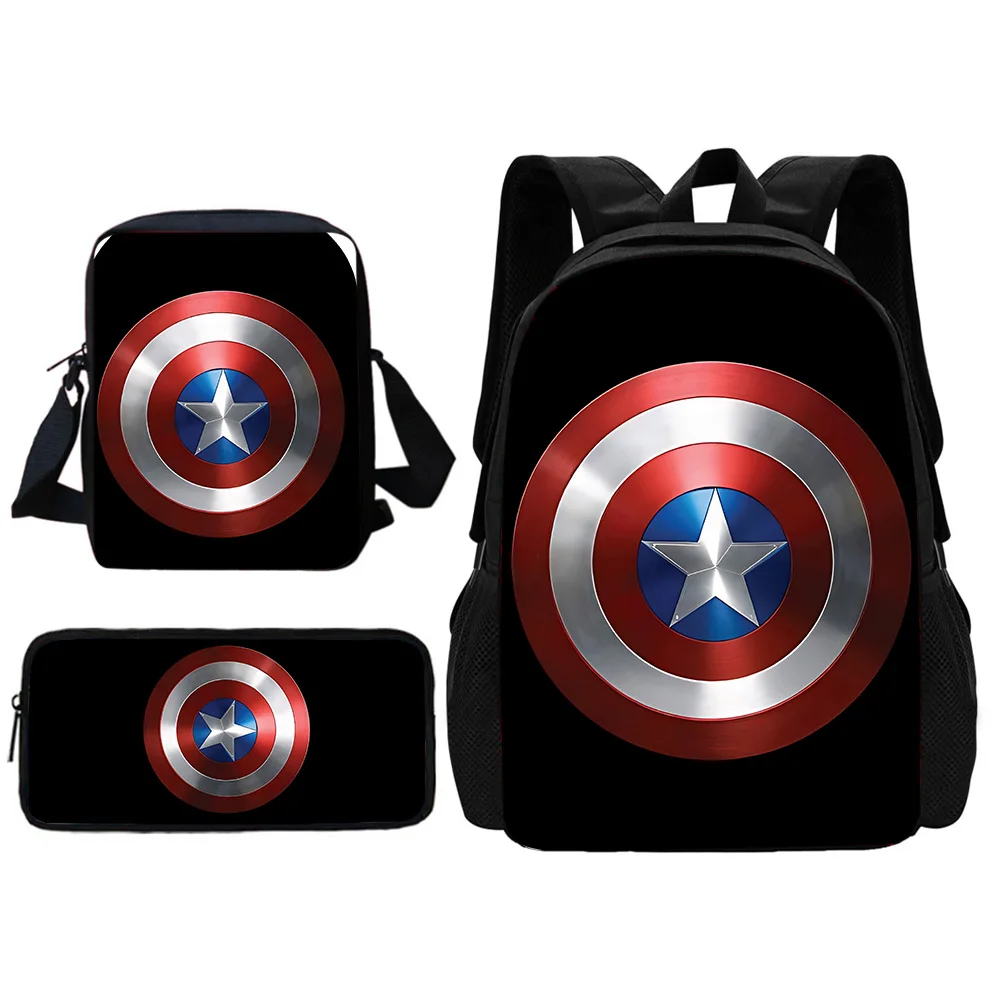 Marvel Captain America Child School Backpack With Shoulder Bag Pencil Bags School Bags for Boys Girls Best Gift