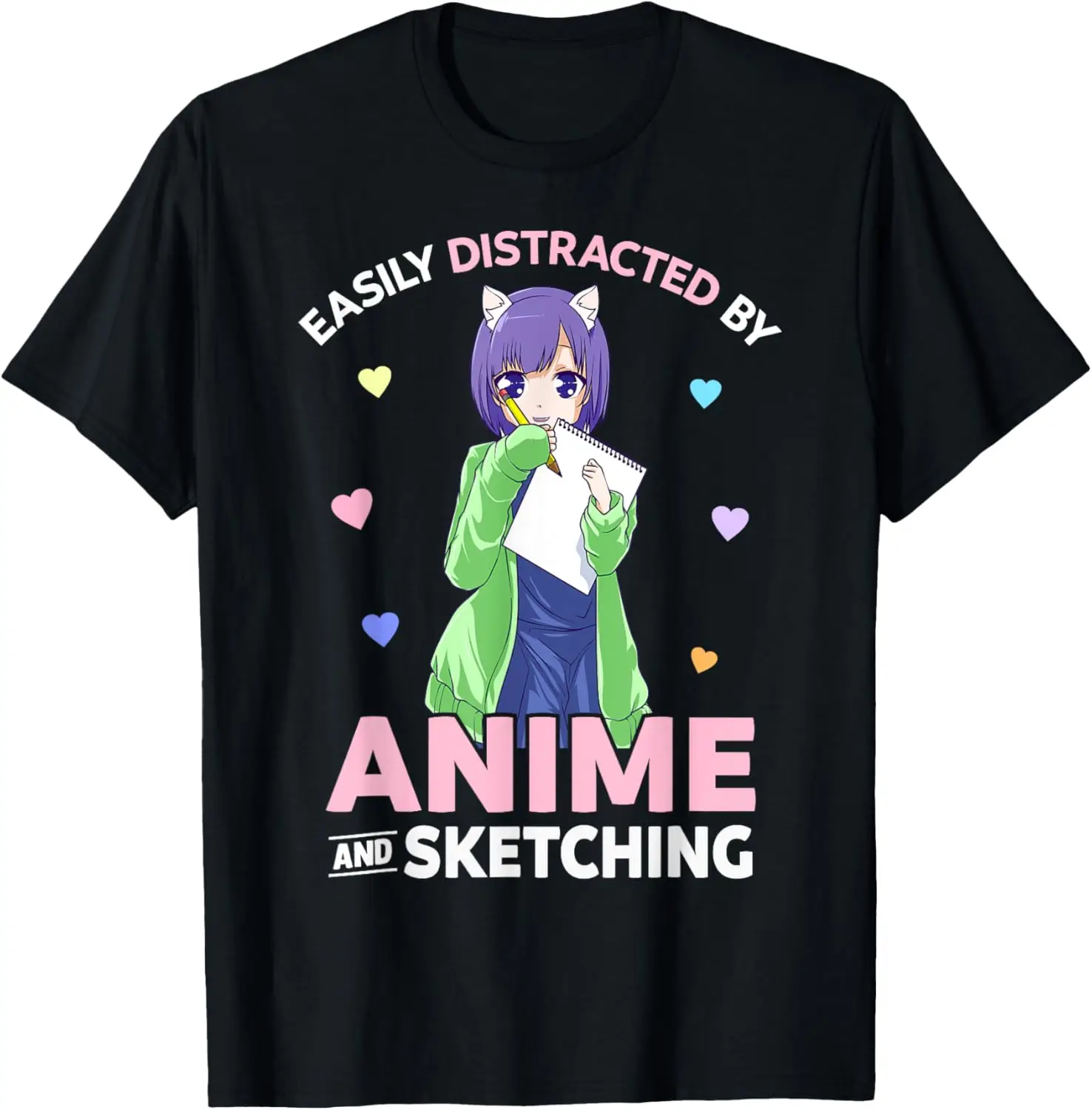 

Easily Distracted By Anime and Sketching Anime Girl Drawing T-Shirt