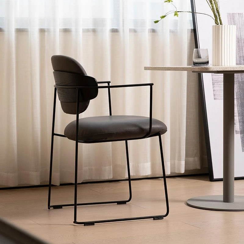 Nordic wrought iron, light luxury home, soft bag leisure chair, modern simple dining chair 3