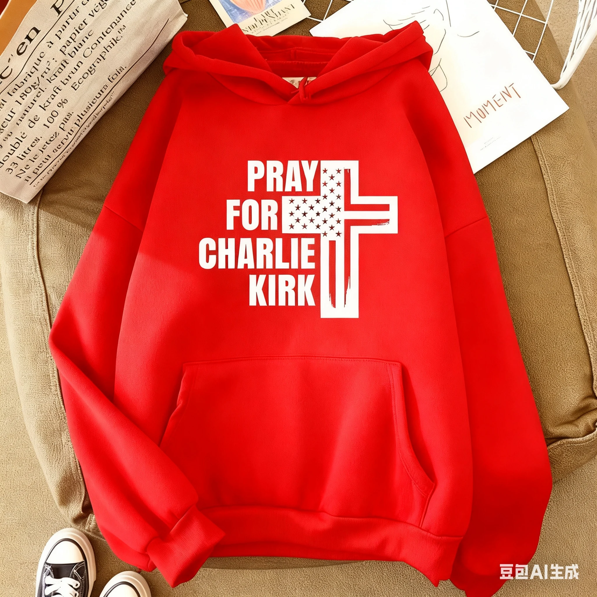 PRAYFOR Charlie Kirk Hoodies Graphic Printing Soft Sweatshirts Long-sleeved Fleece Clothing Harajuku Charlie Kirk Pullovers