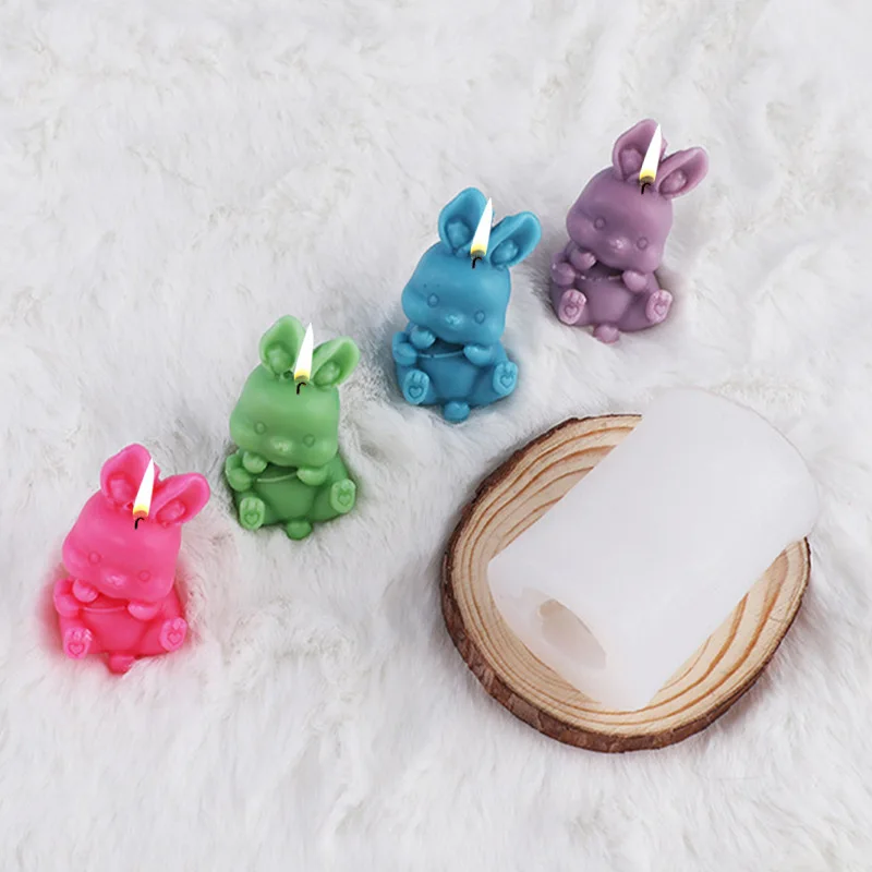 3D Rabbit Candle Silicone Mold DIY Aromatherapy Candle Plaster Cute Rabbit Silicone Mold Chocolate Mousse Soap Mold for Easter