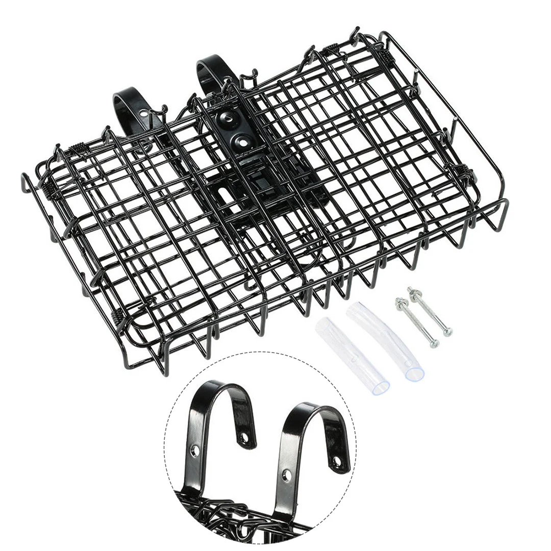 

Metal Foldable Bike Basket Black Front Rear Bicycle Basket for Mountain Folding Bikes Rust Resistant Space Saving Design