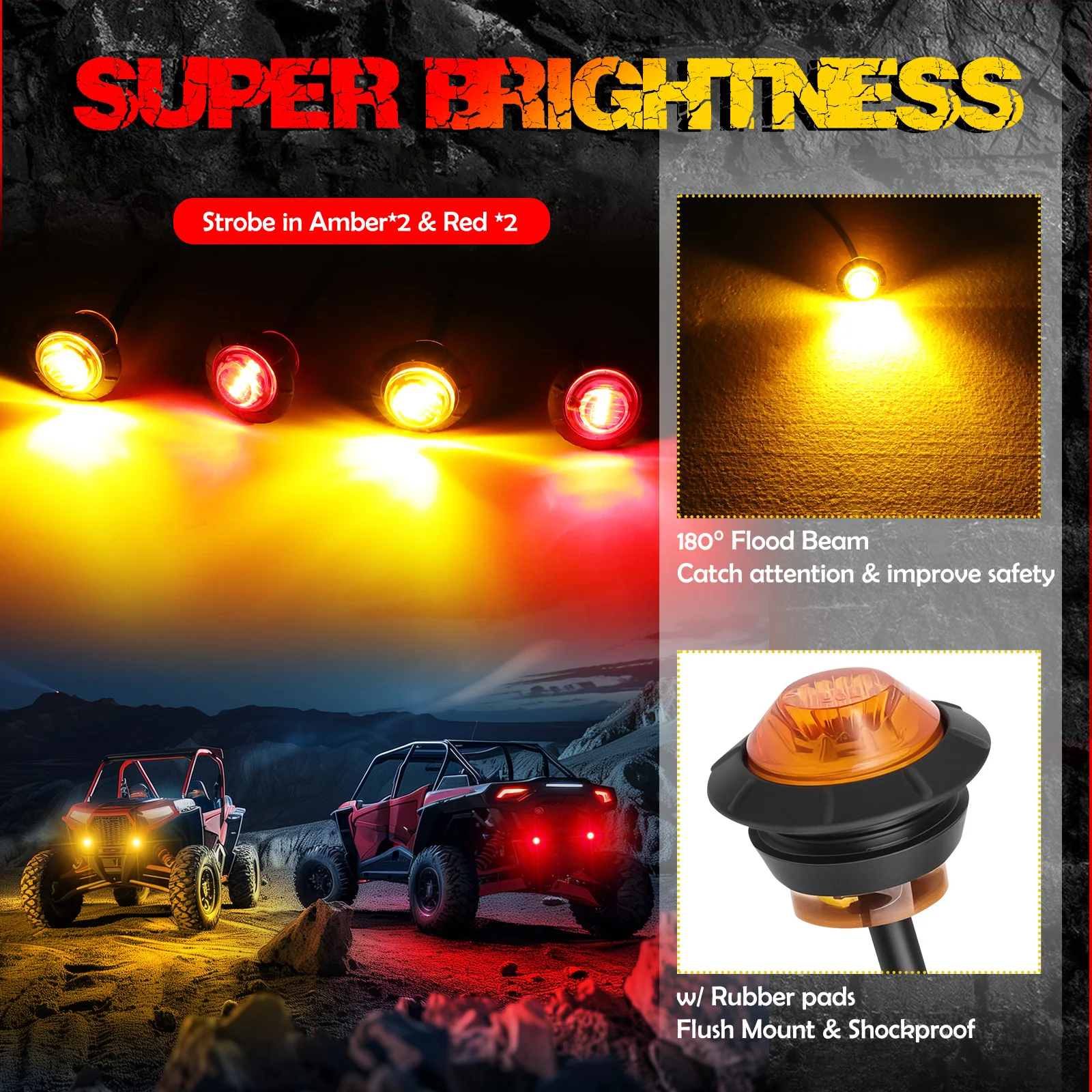 العالمي UTV بدوره إشارة القرن الشارع القانوني عدة ل بولاريس رينجر جنرال RZR الثقيلة مفتاح رافعة سوداء مع ضوء الخطر #3